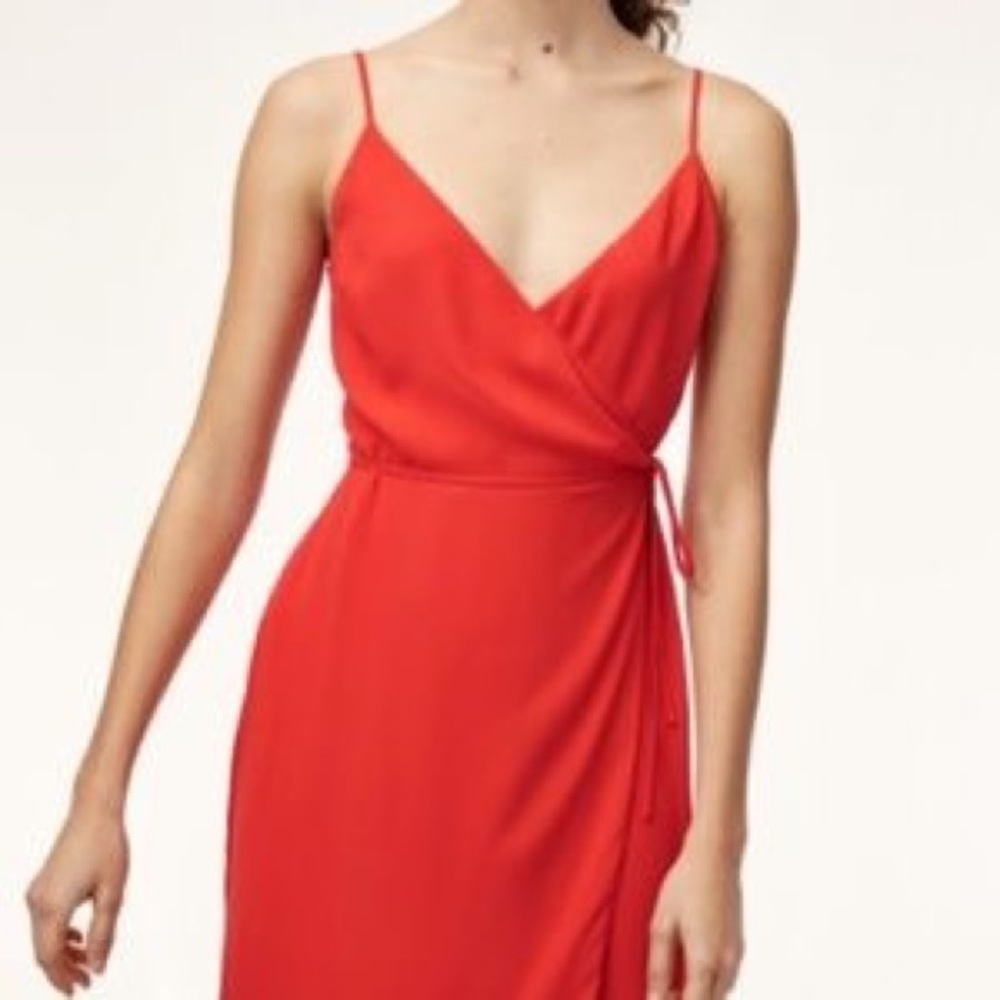 Aritzia Neval Wrap Midi Dress - Flame Scarlet
